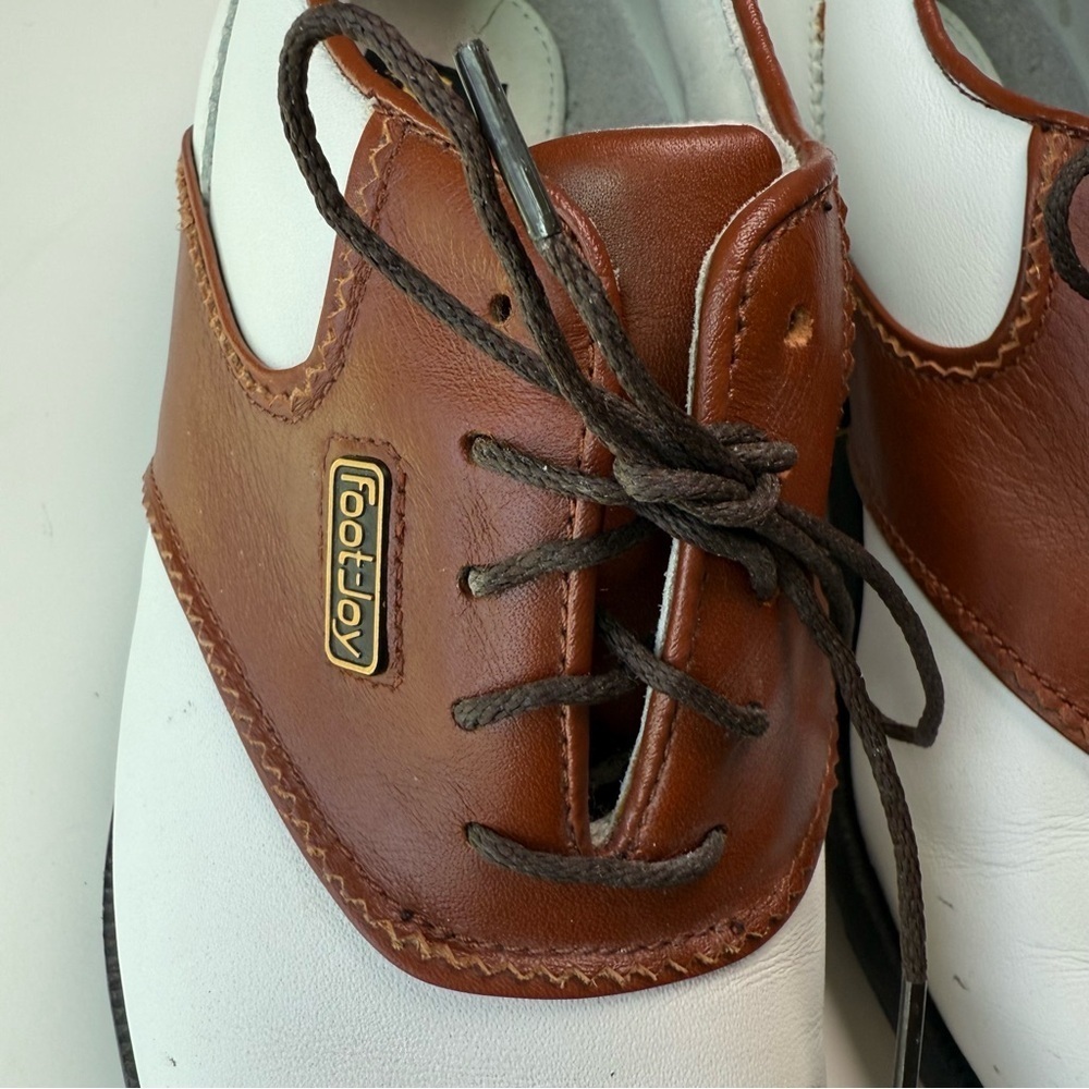 FootJoy DryJoys 99093 Brown/White Saddle Golf Shoes Soft Spike Men 5 1/2 M - Picture 4 of 11
